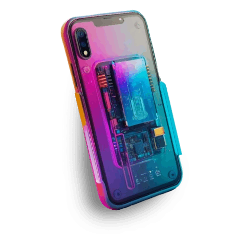 Contactez l'agence woow - smartphone cyberpunk neon style